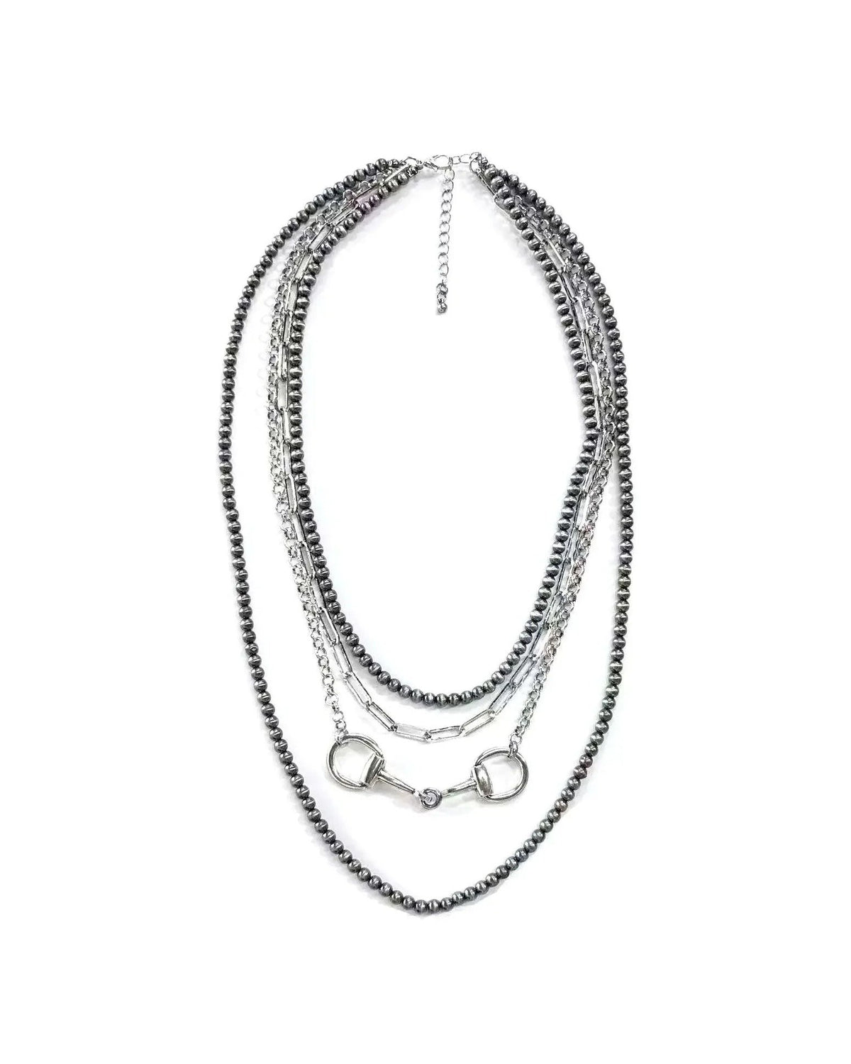 Western 4 Layered Navajo Pearl Snaffle Bit Necklace
