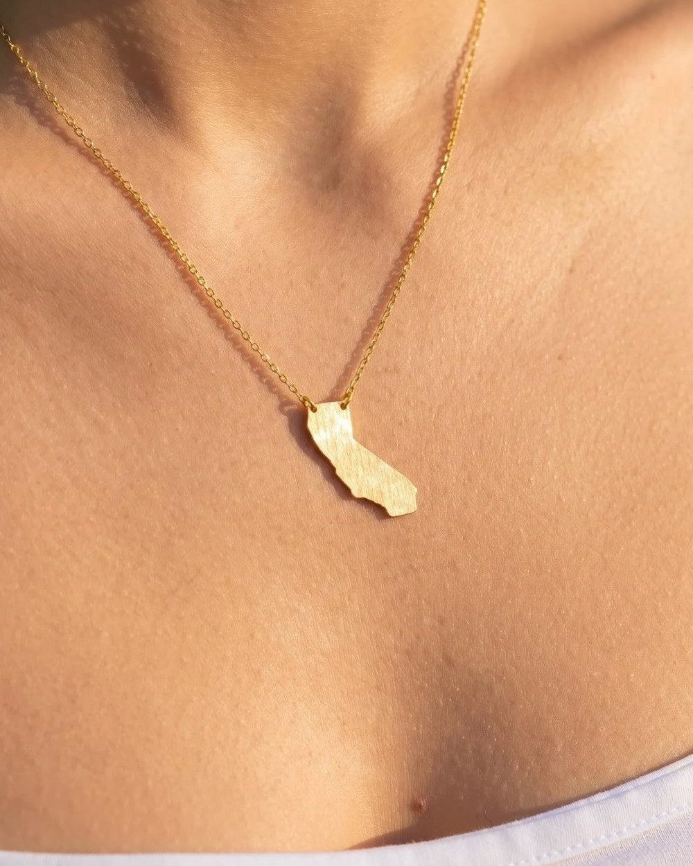 Gold + Silver Dipped California State Pendant Necklace