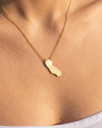 Gold + Silver Dipped California State Pendant Necklace