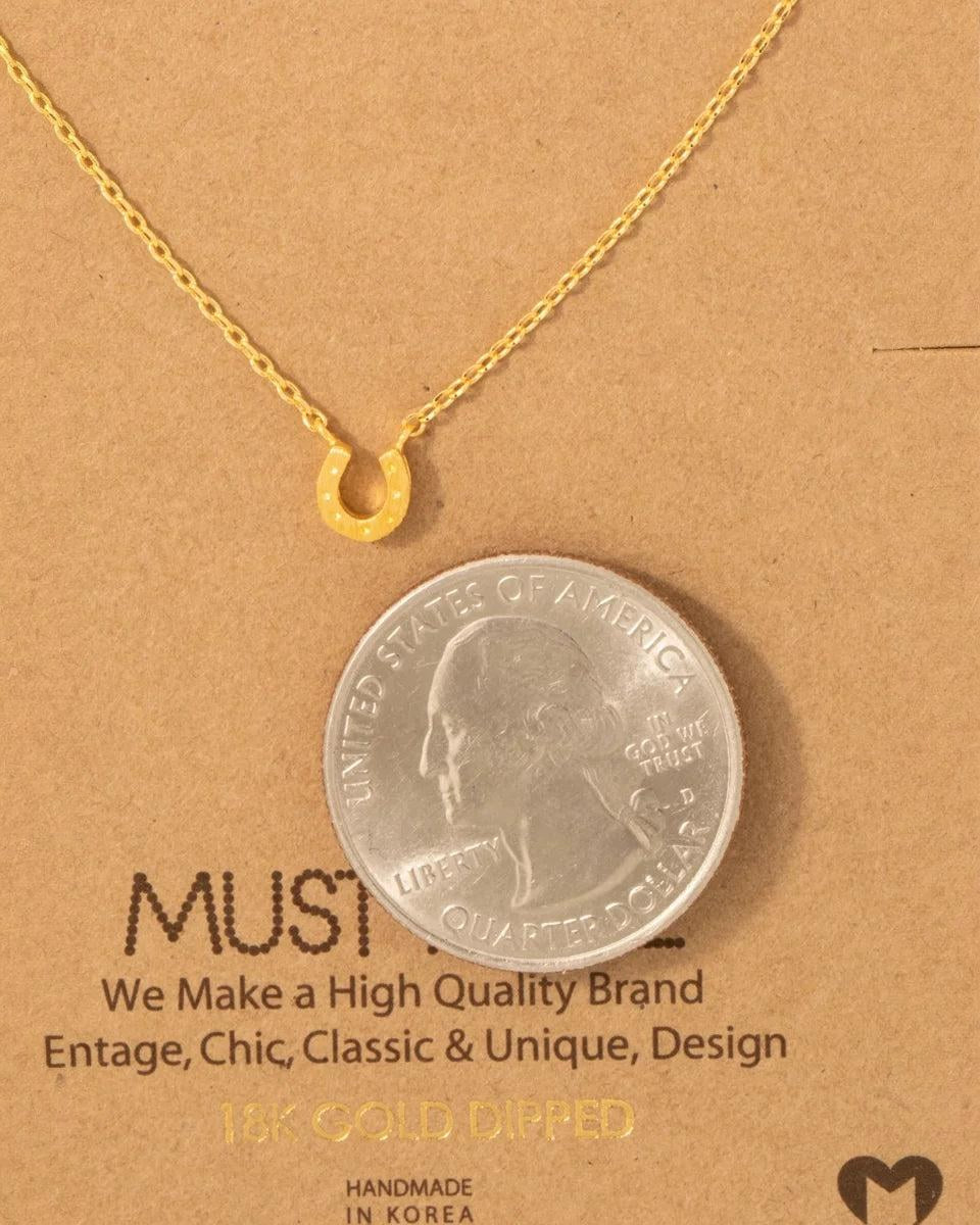 Gold + Silver Dipped Mini Horseshoe Pendant Necklace