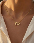 Gold + Silver Dipped Cowboy Boots Horse Shoe Charm Necklace
