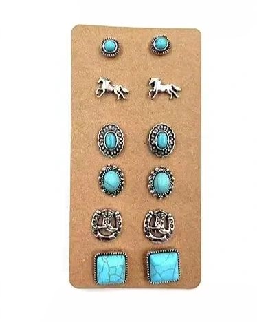 Western 6 Pair Dainty Post Earring Set