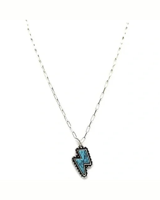 Western Turquoise Thunderbolt Necklace