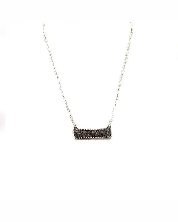 Western Etched Bar Necklace