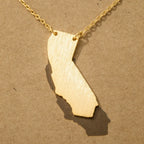 Gold + Silver Dipped California State Pendant Necklace