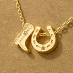 Gold + Silver Dipped Cowboy Boots Horse Shoe Charm Necklace