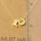 Gold + Silver Dipped Cowboy Boots Horse Shoe Charm Necklace