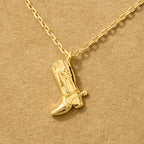 Gold + Silver Dipped Cowboy Boots Pendant Necklace