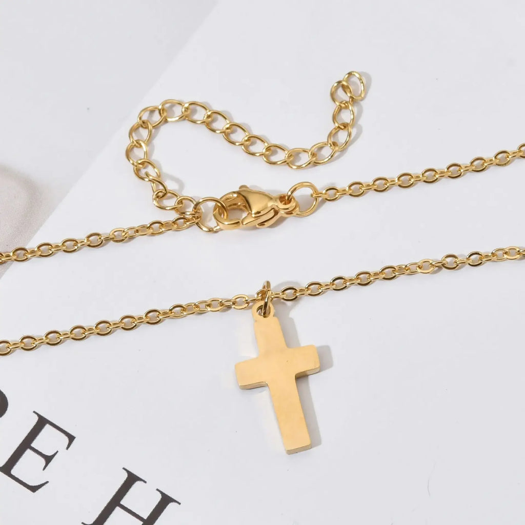 Gold Finish Cross Pendant Necklace