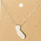 Gold + Silver Dipped California State Pendant Necklace