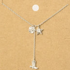 Western Cowboy Boots Y Necklace