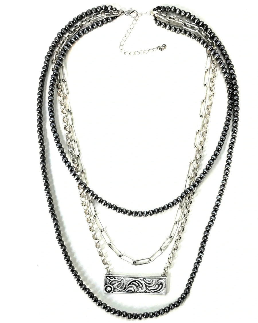 Western 4 Layered Navajo Bead Necklace