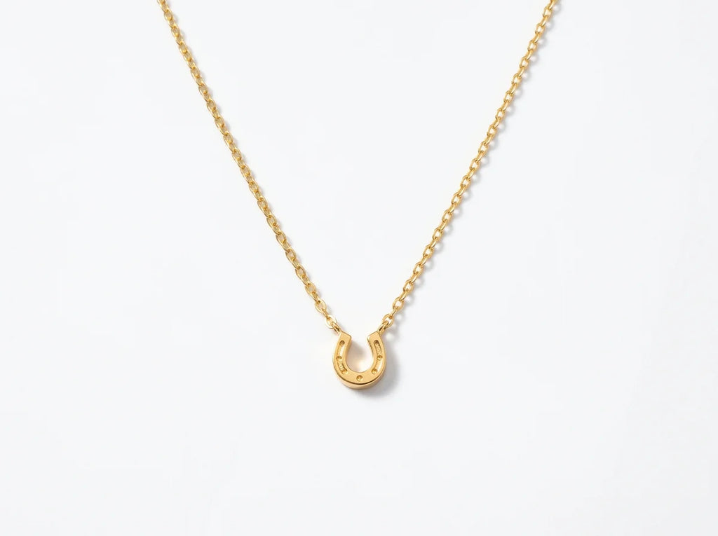 Gold + Silver Dipped Mini Horseshoe Pendant Necklace