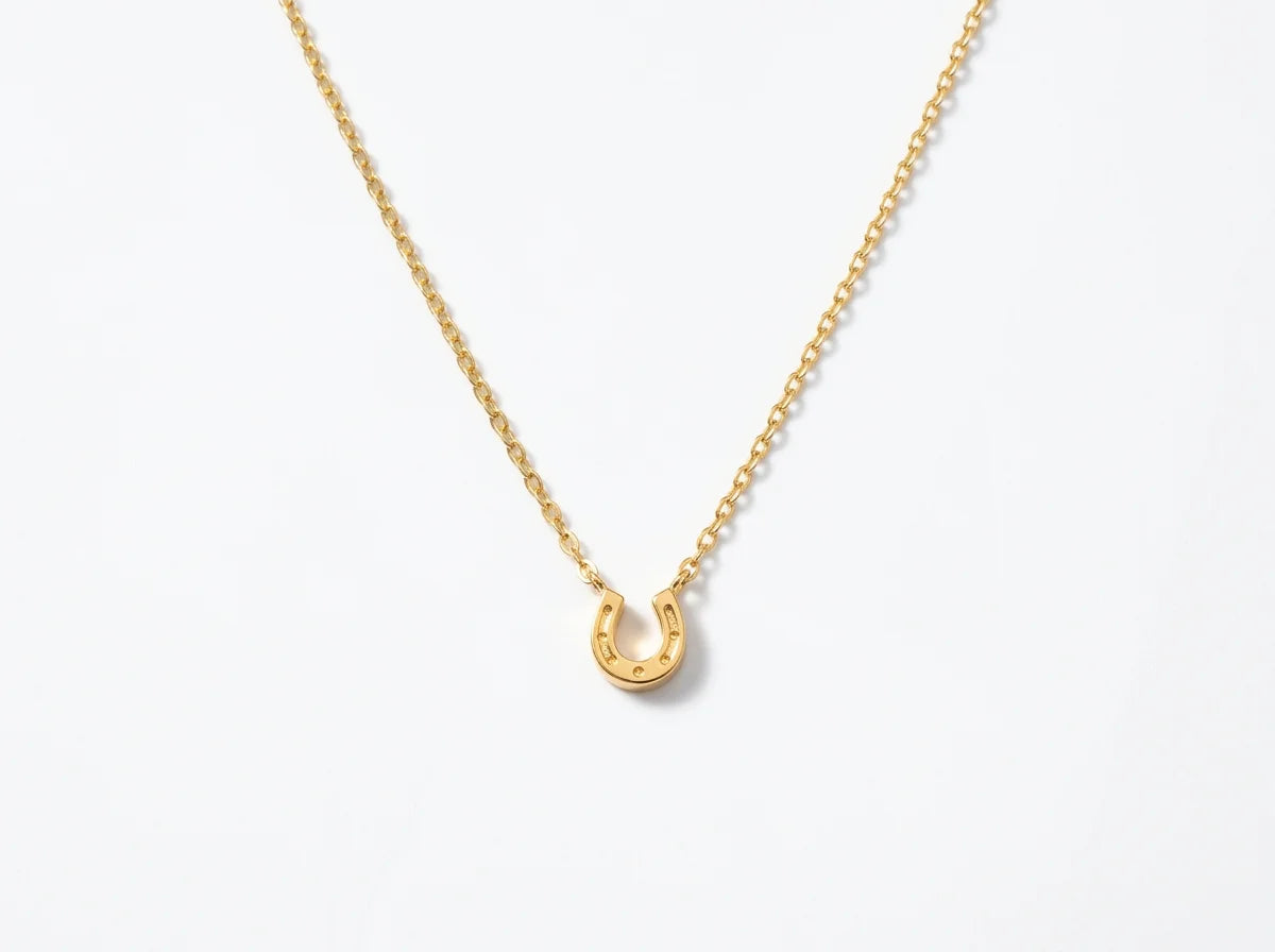 Gold + Silver Dipped Mini Horseshoe Pendant Necklace