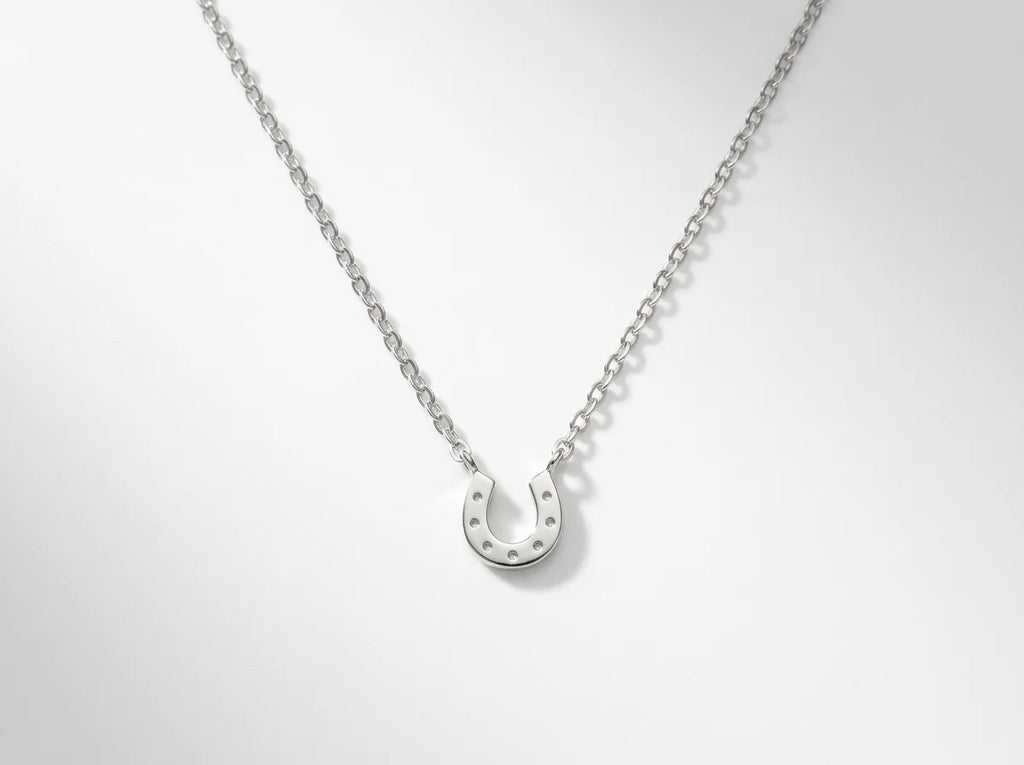 Gold + Silver Dipped Mini Horseshoe Pendant Necklace