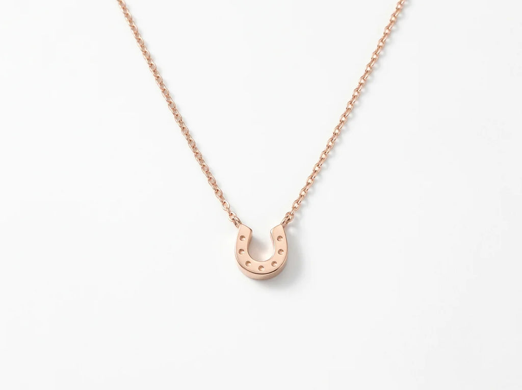 Gold + Silver Dipped Mini Horseshoe Pendant Necklace