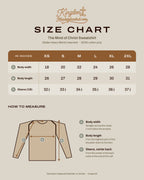 The Mind of Christ Sweatshirt size chart