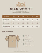 The Mind of Christ Tee size chart